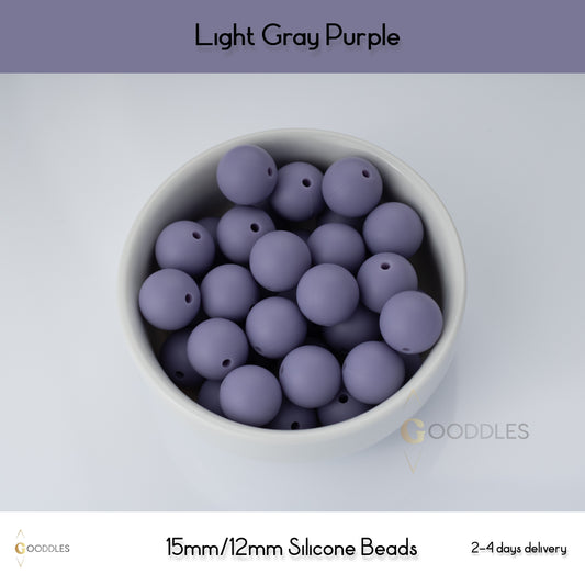 Light Gray Purple Silicone Beads Round Silicone Beads