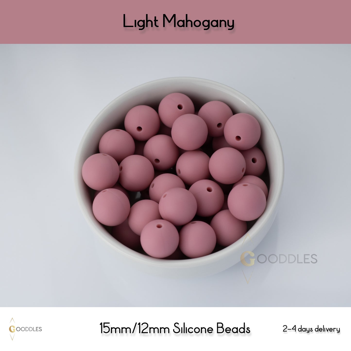 5pcs, Light Mahogany Silicone Beads Round Silicone Beads