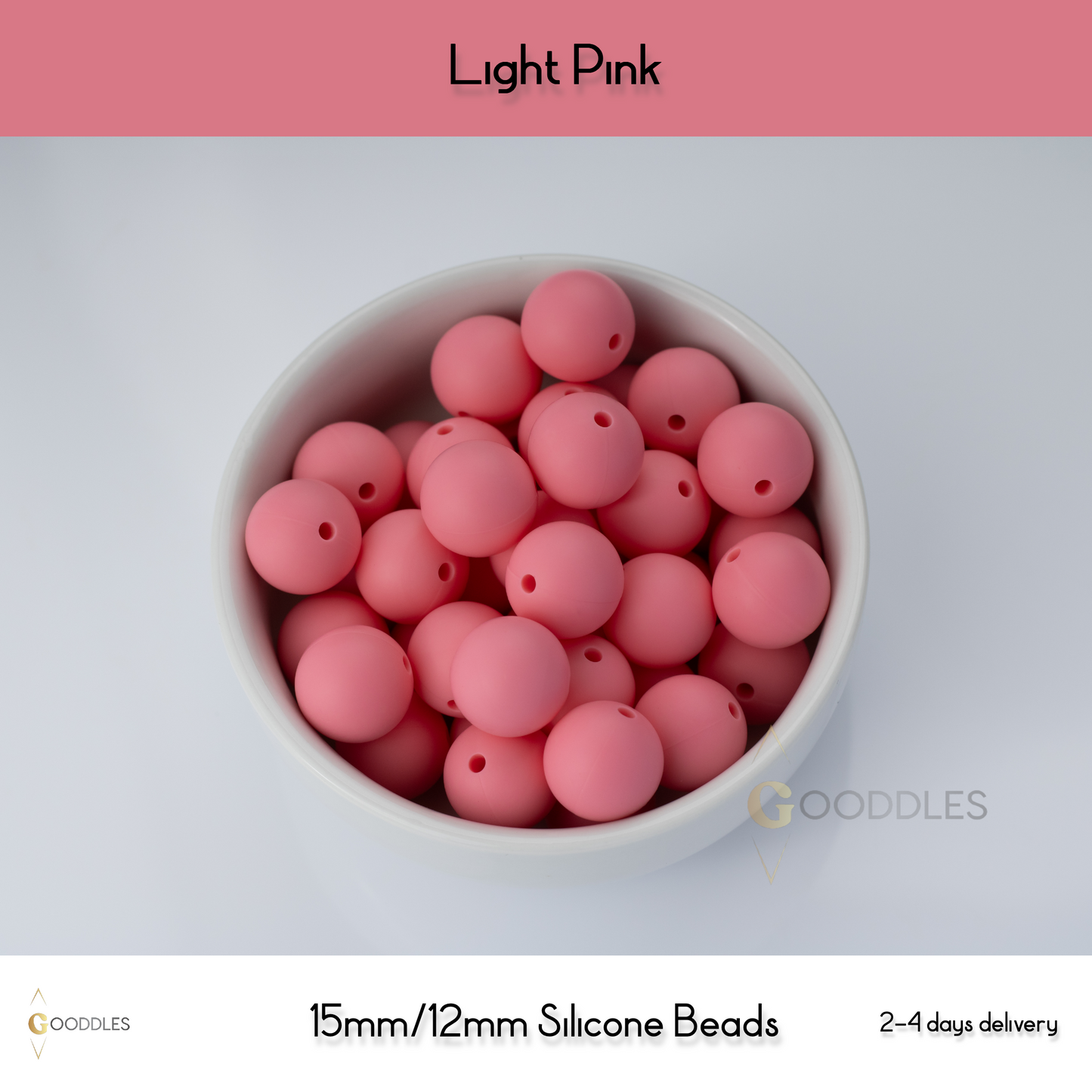 5pcs, Light Pink Silicone Beads Round Silicone Beads