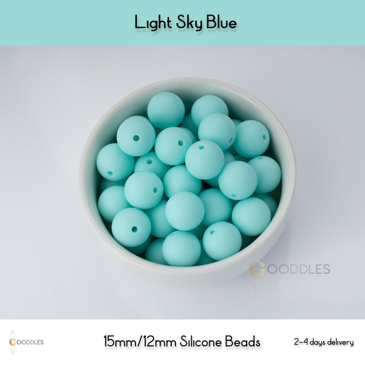 Light Sky Blue Silicone Beads Round Silicone Beads