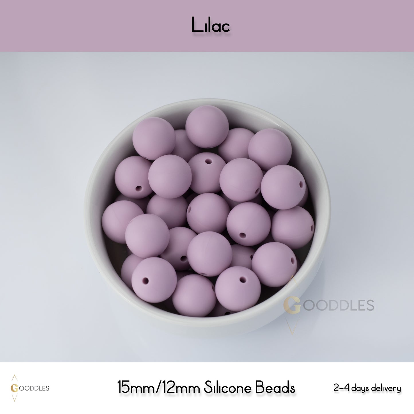 5pcs, Lilac Silicone Beads Round Silicone Beads