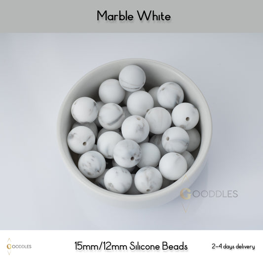 Marble White Silicone Beads Round Silicone Beads