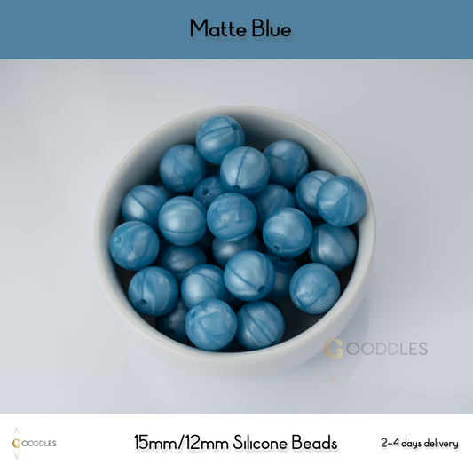 Matte Blue Silicone Beads Round Silicone Beads