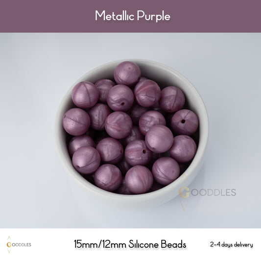 Metallic Purple Silicone Beads Round Silicone Beads