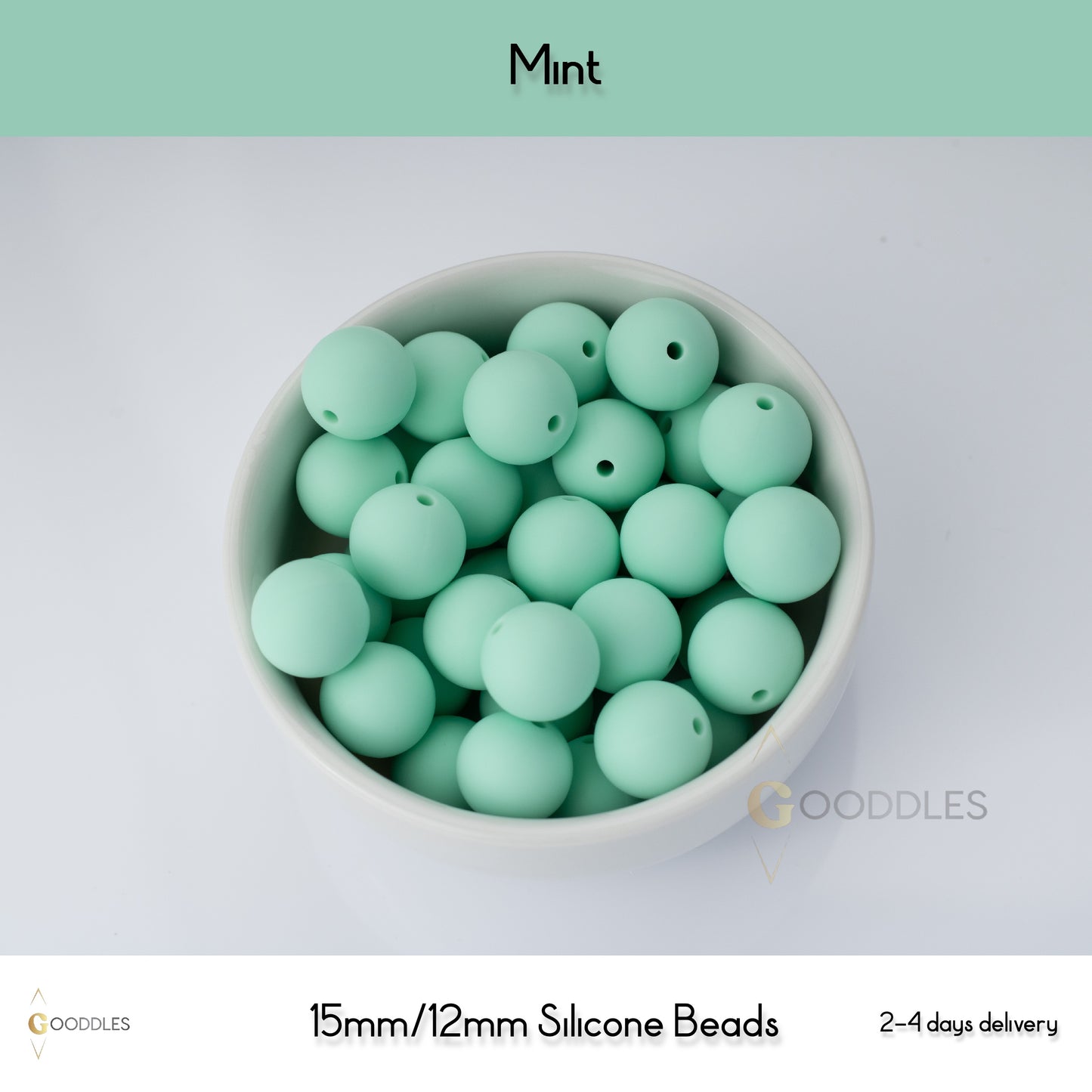 5pcs, Mint Silicone Beads Round Silicone Beads