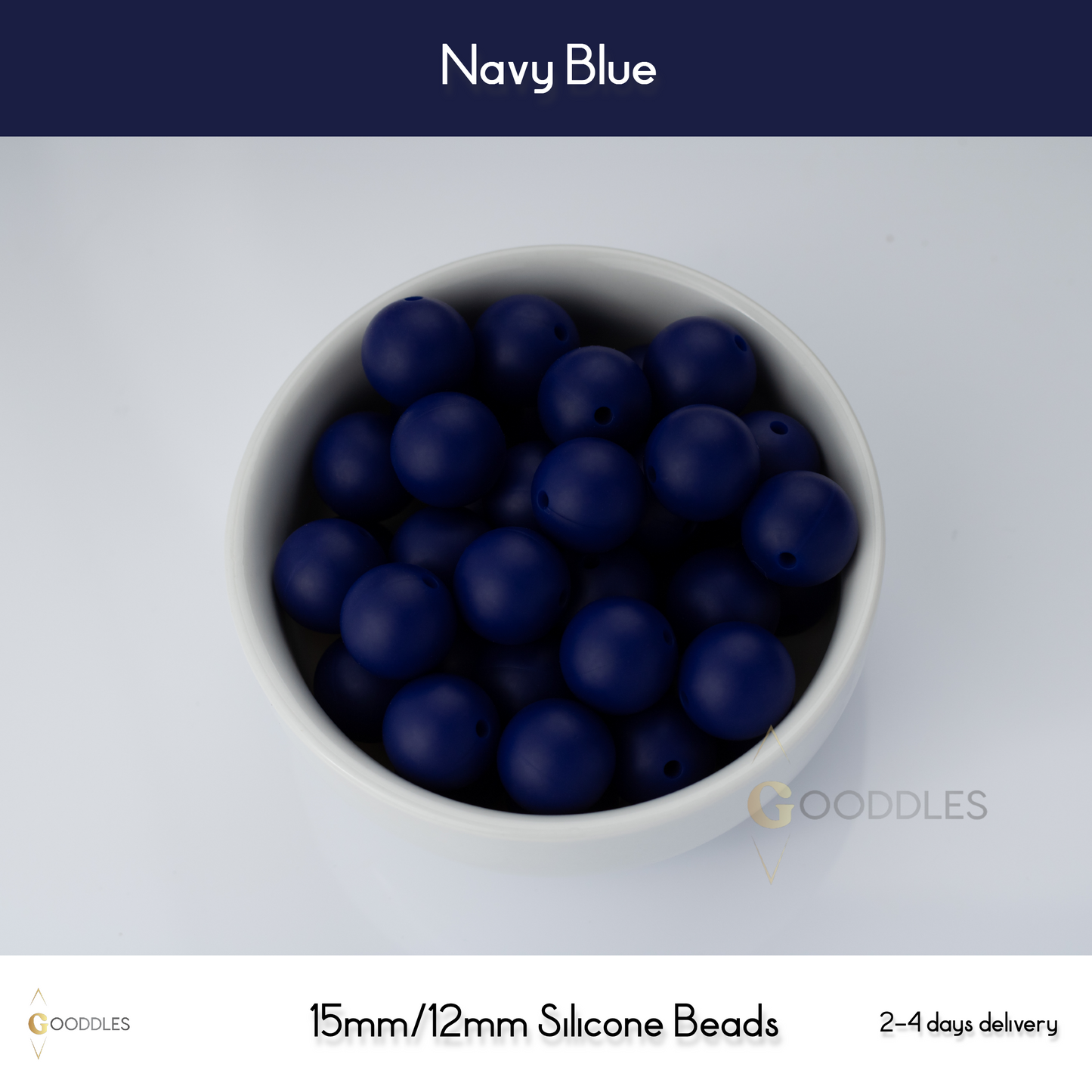 5pcs, Navy Blue Silicone Beads Round Silicone Beads