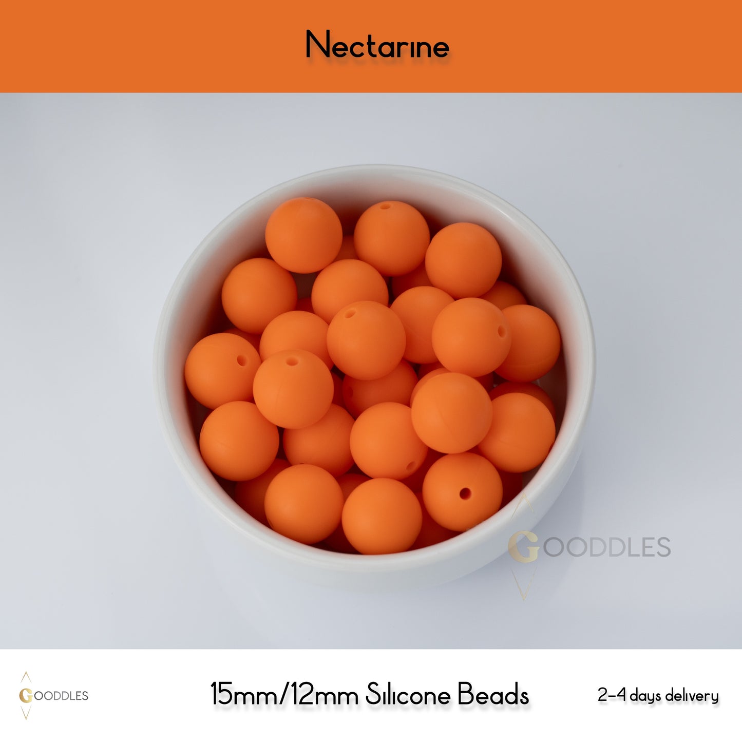 5pcs, Nectarine Silicone Beads Round Silicone Beads