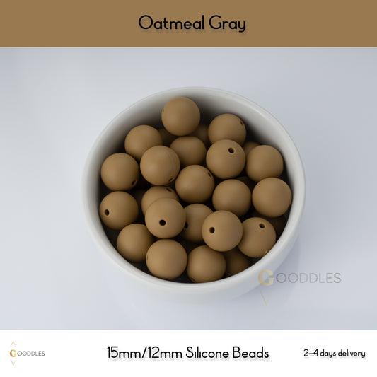 Oatmeal Gray Silicone Beads Round Silicone Beads