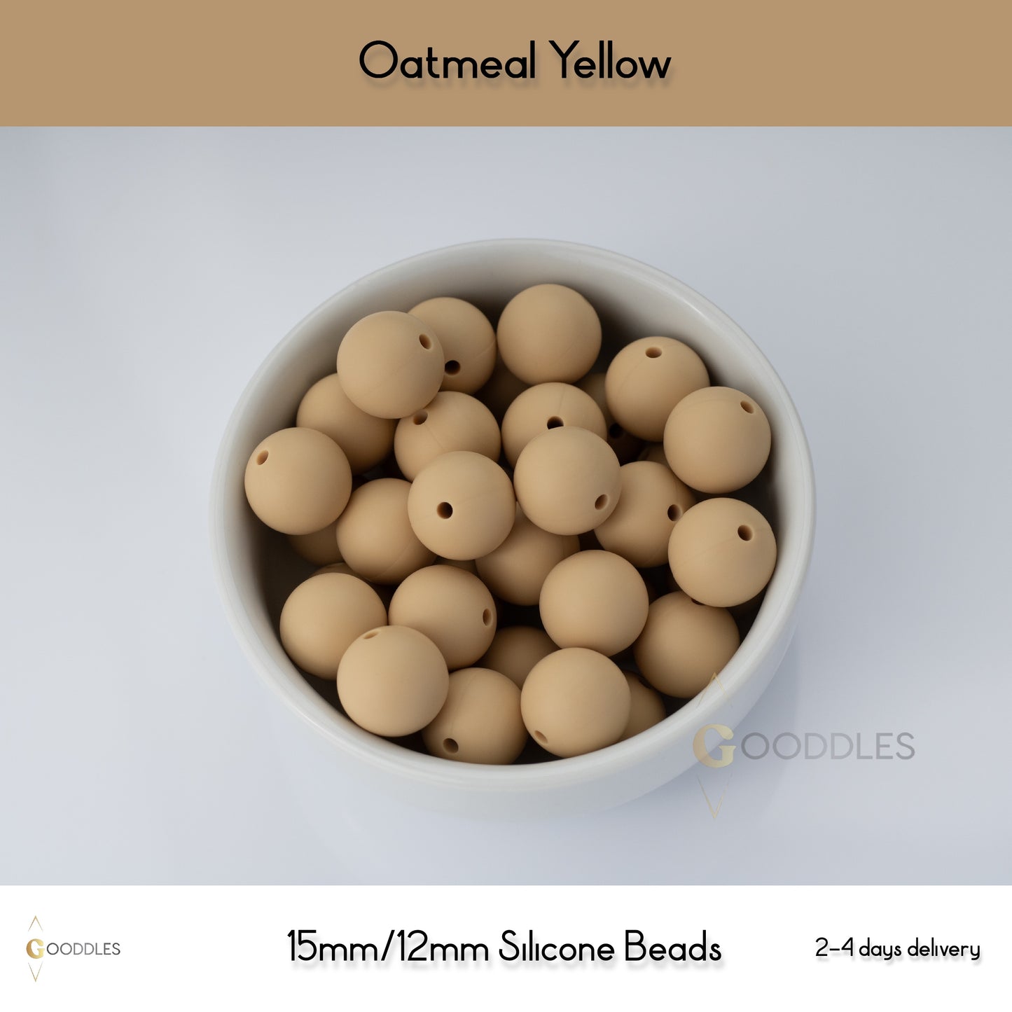 5pcs, Oatmeal Yellow Silicone Beads Round Silicone Beads