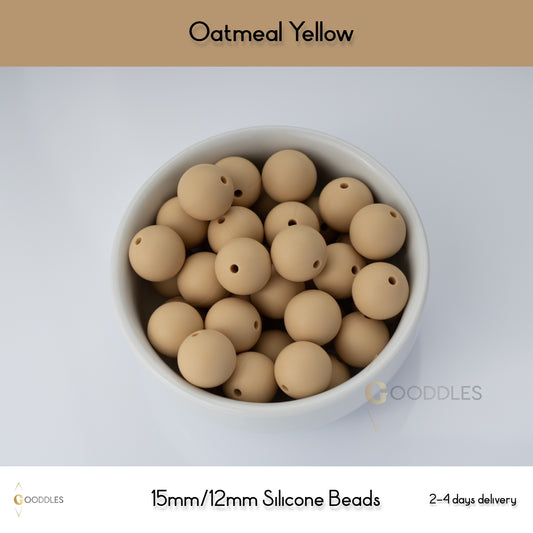 Oatmeal Yellow Silicone Beads Round Silicone Beads