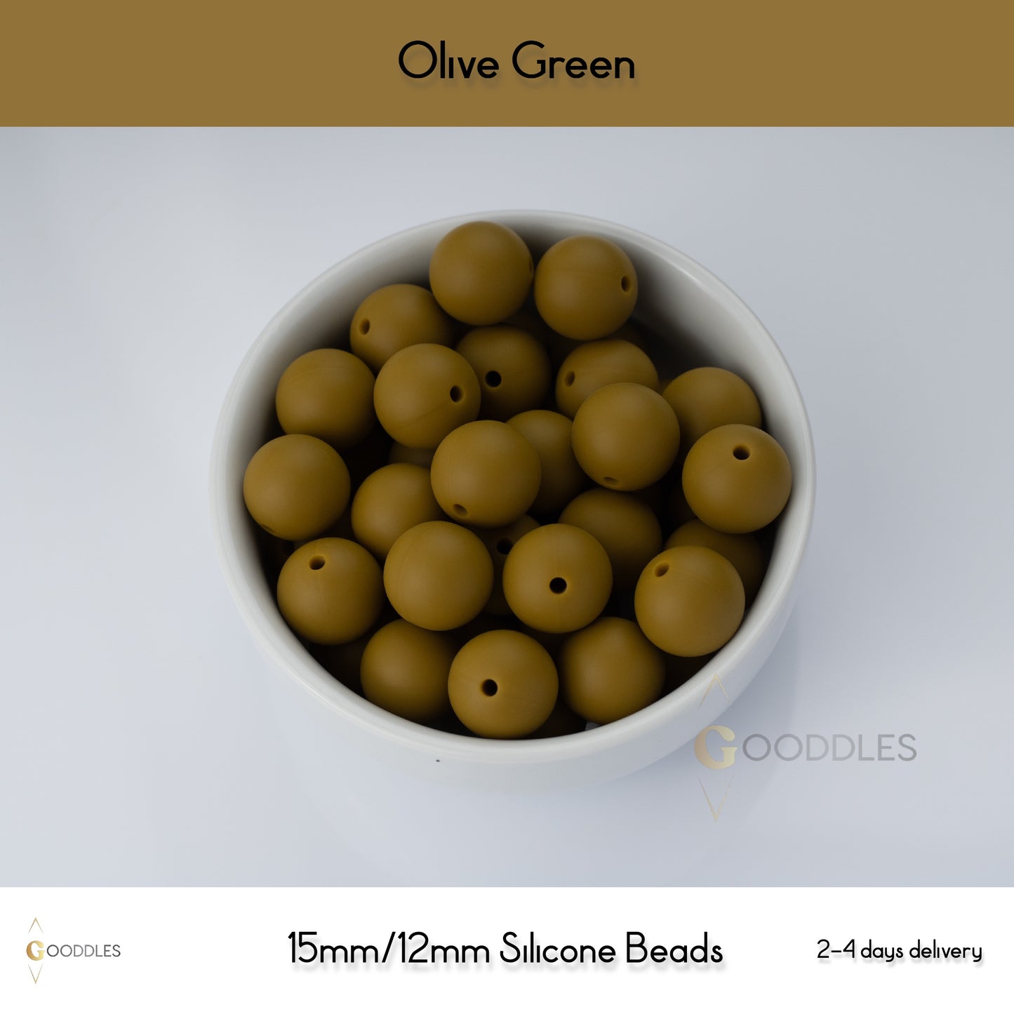 5pcs, Olive Green Silicone Beads Round Silicone Beads