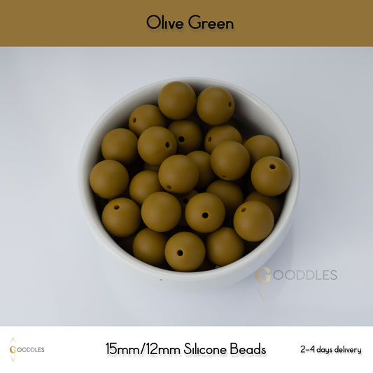 Olive Green Silicone Beads Round Silicone Beads