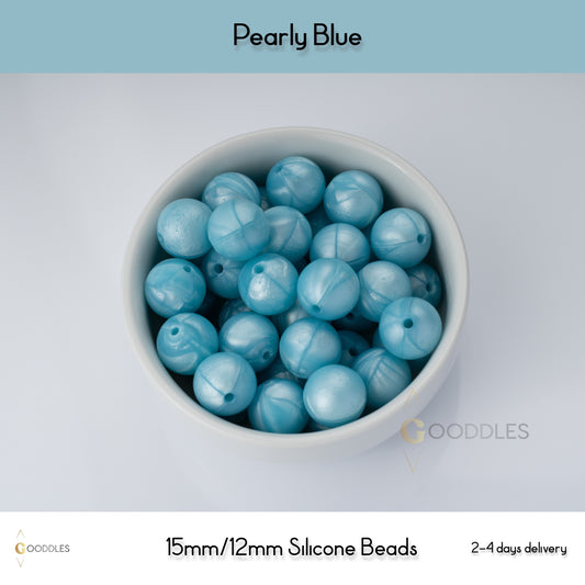 Pearly Blue Silicone Beads Round Silicone Beads