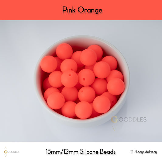 Pink Orange Silicone Beads Round Silicone Beads