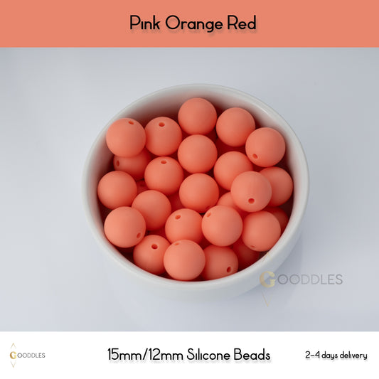 Pink Orange Red Silicone Beads Round Silicone Beads