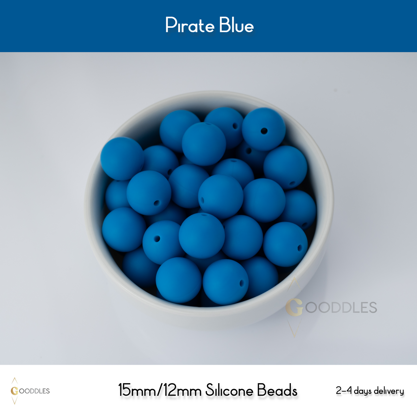 5pcs, Pirate Blue Silicone Beads Round Silicone Beads