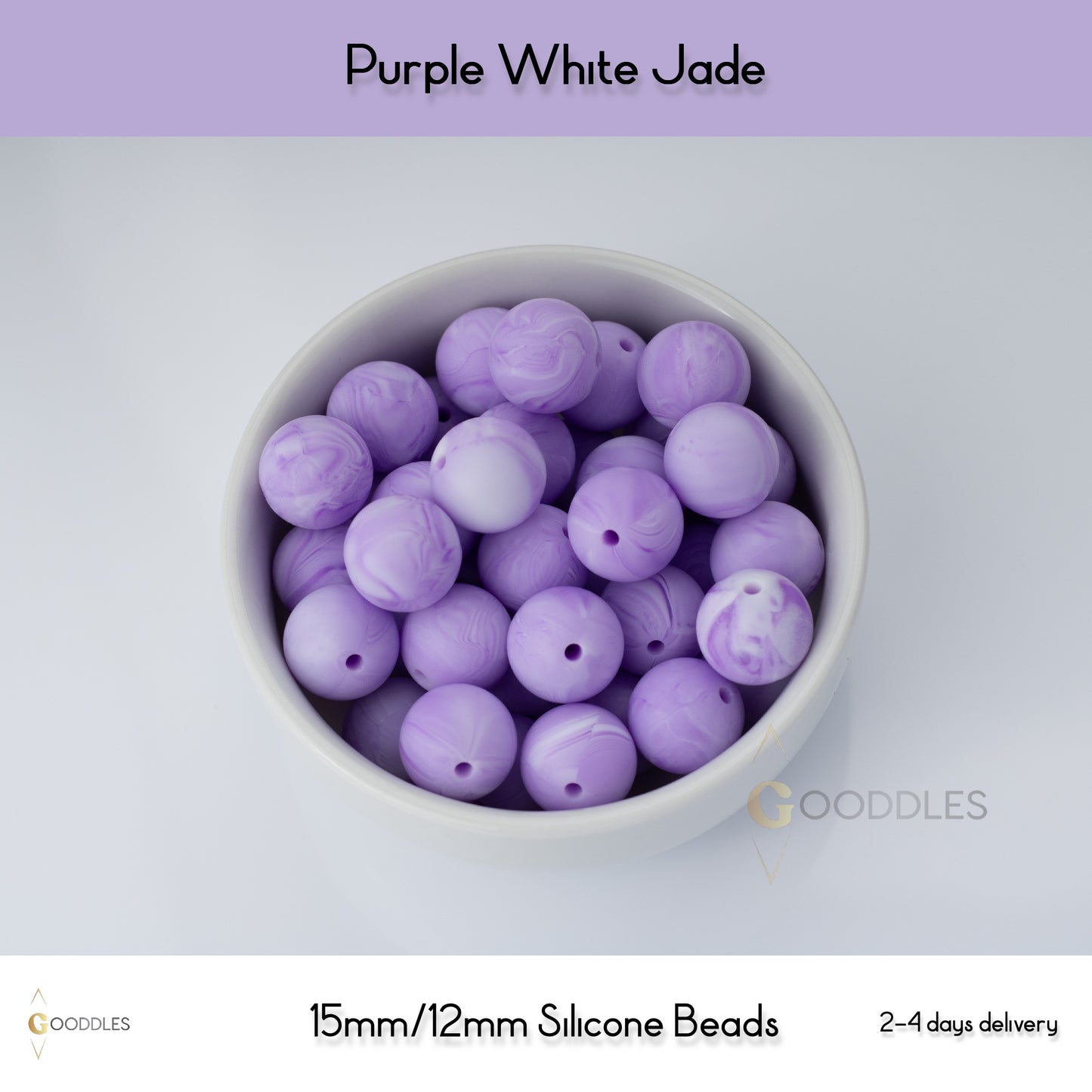 Purple White Jade Silicone Beads Round Silicone Beads