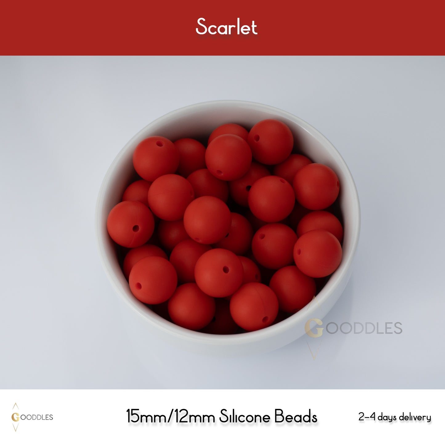 5pcs, Scarlet Silicone Beads Round Silicone Beads