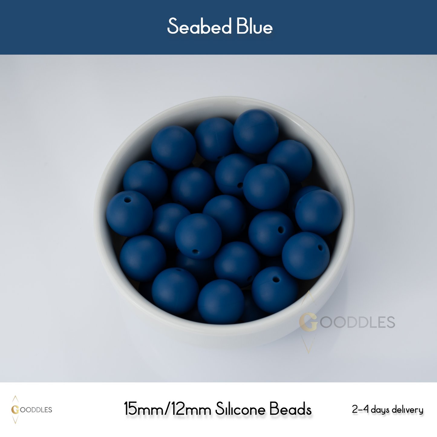 5pcs, Seabed Blue Silicone Beads Round Silicone Beads