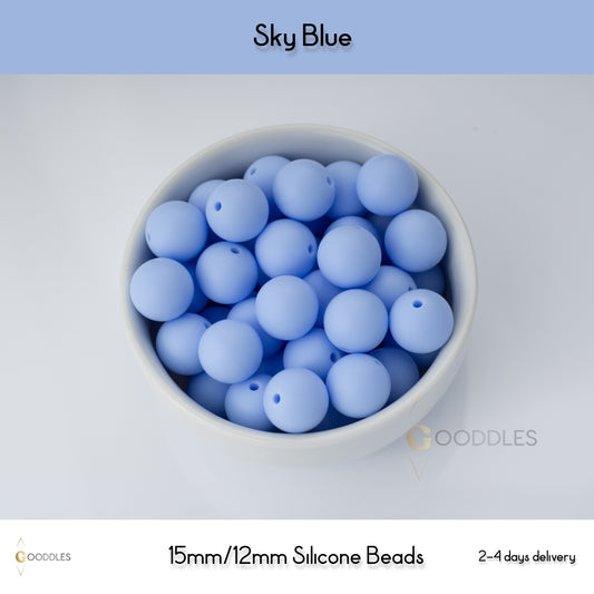 Sky Blue Silicone Beads Round Silicone Beads