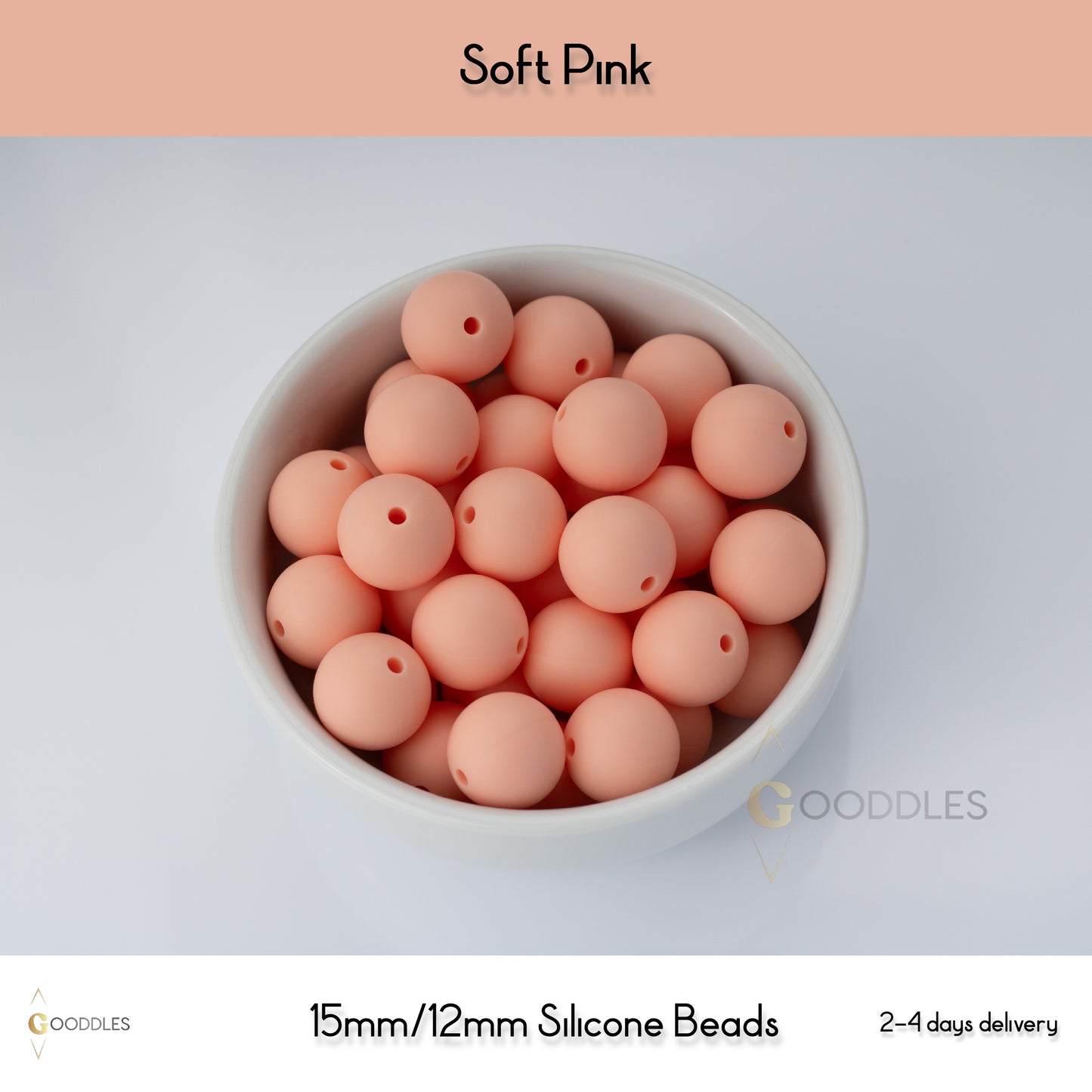 5pcs, Soft Pink Silicone Beads Round Silicone Beads