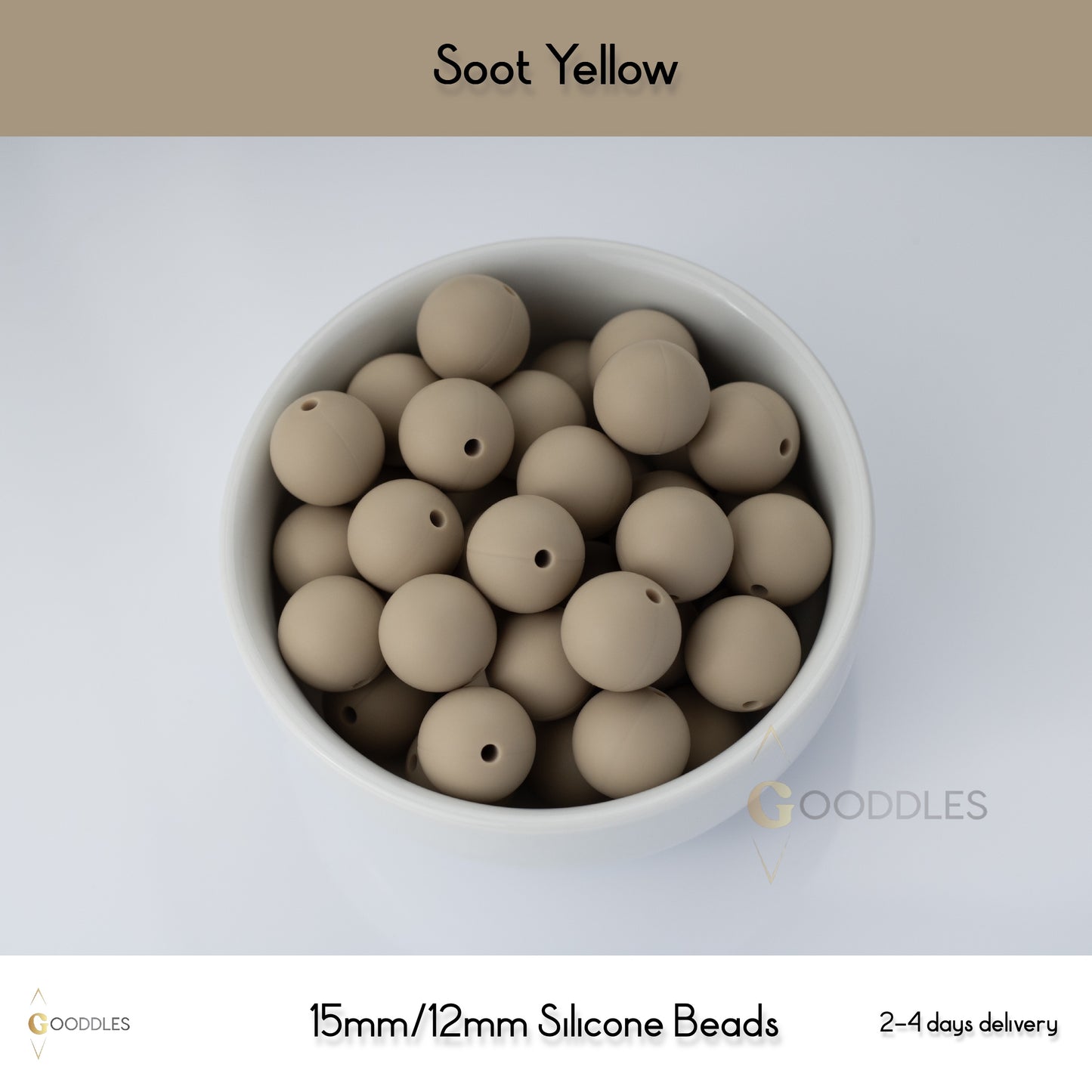 5pcs, Soot Yellow Silicone Beads Round Silicone Beads