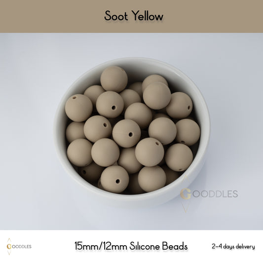 Soot Yellow Silicone Beads Round Silicone Beads