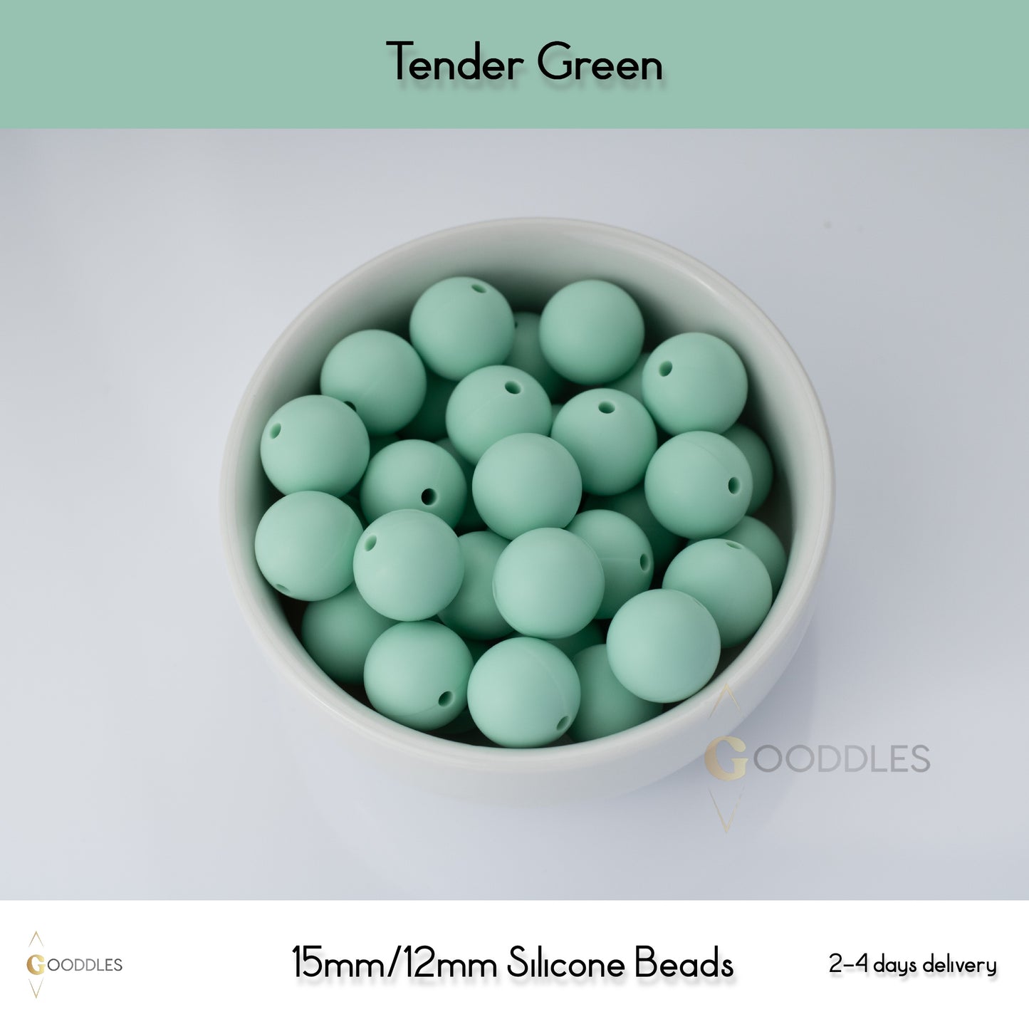 5pcs, Tender Green Silicone Beads Round Silicone Beads