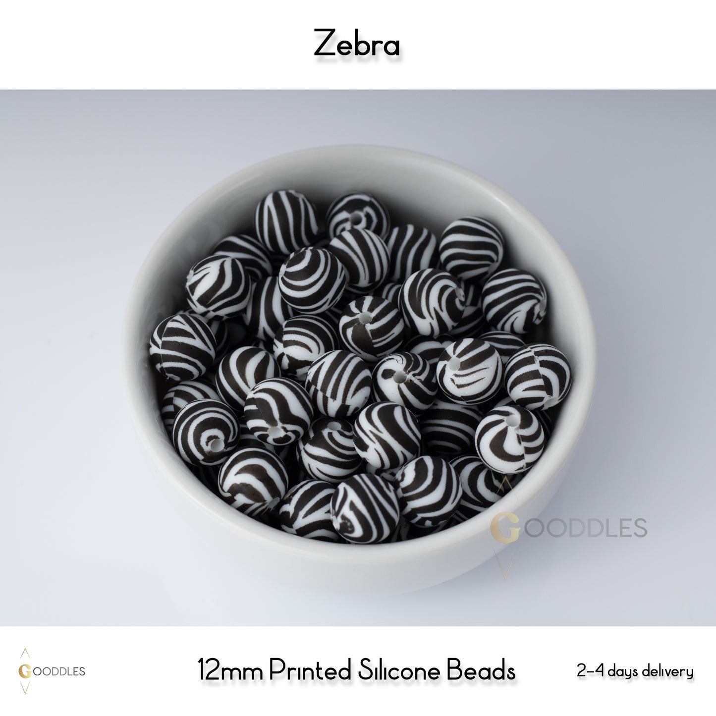 Zebra Silicone Beads Printed Round Silicone Beads